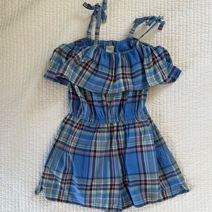 Tea Collection summer romper one-piece girls 10 blue plaid